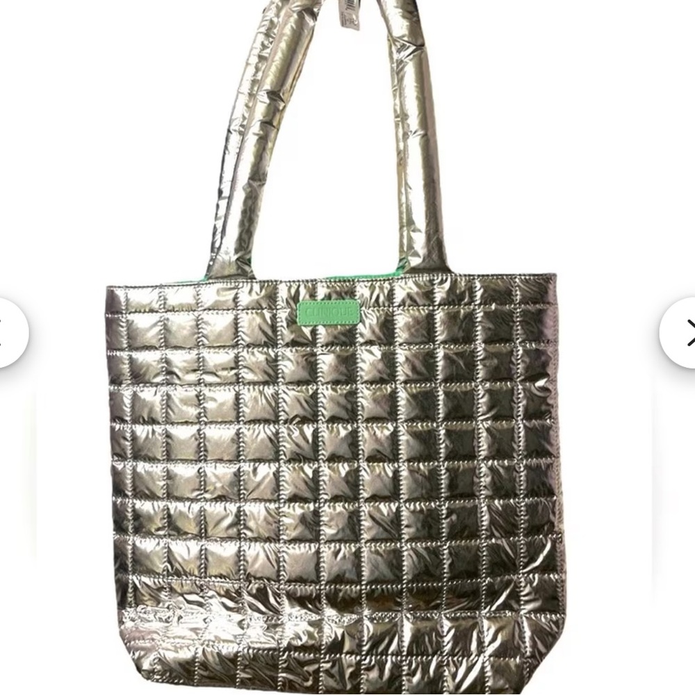 Clinque Limited Edition Silver Quilted Puffer Tote